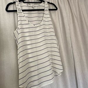 Joie White/Navy Stripe Silk Tank, SM